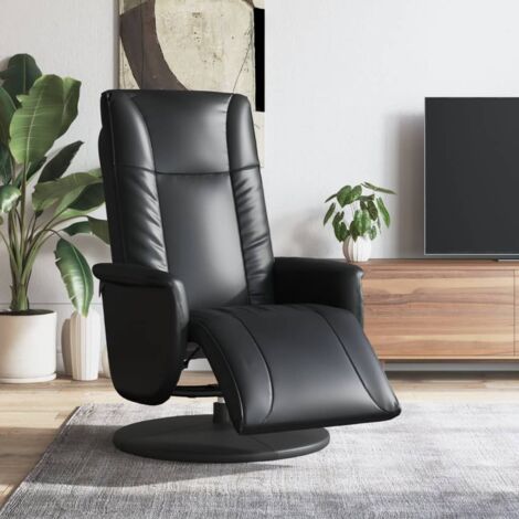 Sillón reclinable con reposapiés cuero sintético negro vidaXL