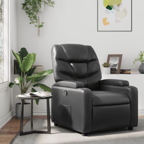 Sillón reclinable de piel sintética negra vidaXL