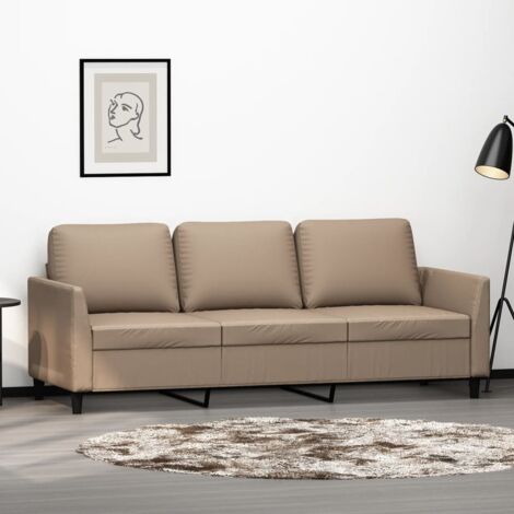 Sofá de 3 plazas de cuero sintético color capuchino 180 cm vidaXL