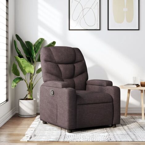 Sillón reclinable de tela marrón oscuro vidaXL