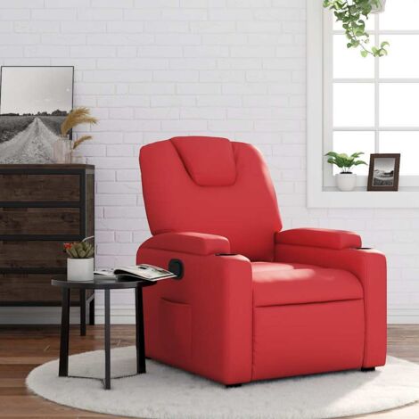 Sillón reclinable de cuero sintético rojo vidaXL