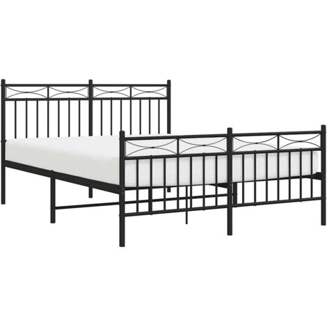 Estructura cama sin colchón con estribo metal negro 135x190 cm vidaXL (1/5)