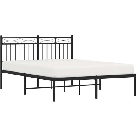 Estructura cama sin colchón con cabecero metal negro 135x190 cm vidaXL (1/5)
