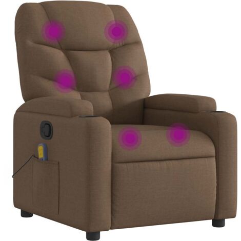 Sillón reclinable con masaje de tela marrón vidaXL