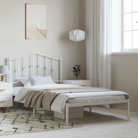 Estructura cama sin colchón con cabecero metal blanco 100x200cm vidaXL (1/5)