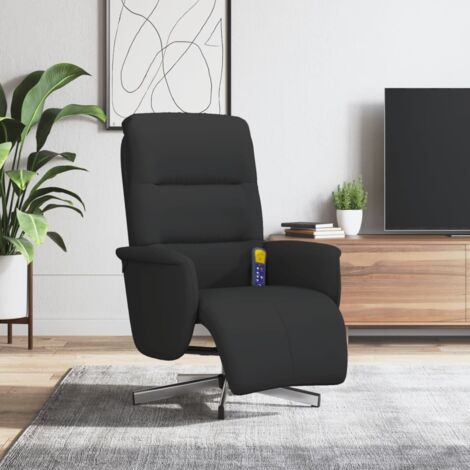 Sillón reclinable de masaje con reposapiés tela negra vidaXL