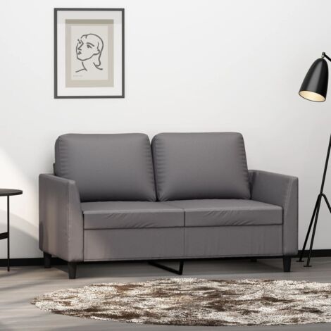 Sofá de 2 plazas de cuero sintético gris 120 cm vidaXL