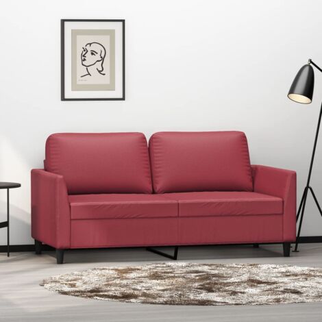 Sofá de 2 plazas de cuero sintético rojo vino 140 cm vidaXL