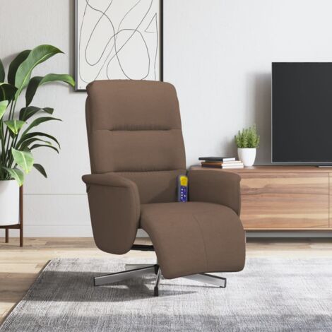 Sillón reclinable de masaje con reposapiés tela marrón vidaXL