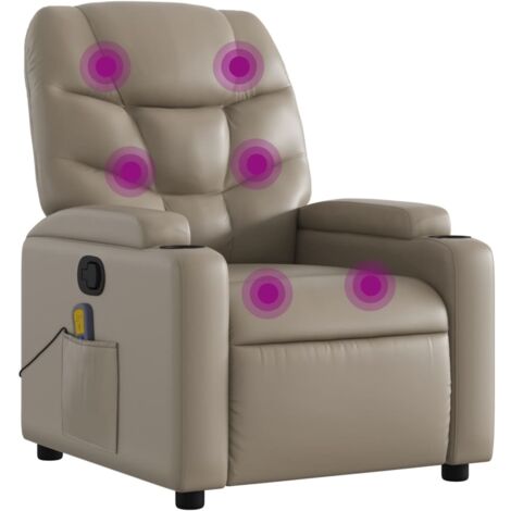 Sillón de masaje reclinable cuero sintético color capuchino vidaXL
