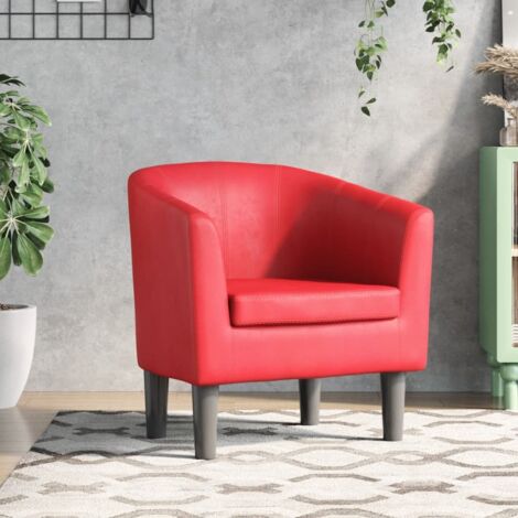 Sillón cuero sintético rojo vidaXL