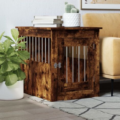 Jaula para perros madera ingeniería roble ahumado 55x75x65 cm vidaXL (1/5)