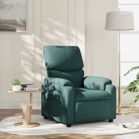 Sillón reclinable de tela verde oscuro vidaXL