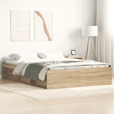 Estructura de cama roble Sonoma 150x200 cm vidaXL (1/5)