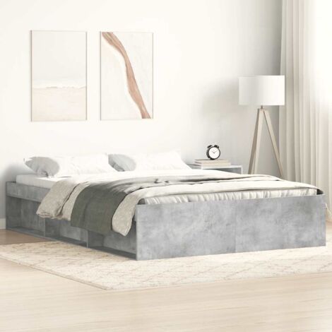 Estructura de cama de matrimonio gris cemento 135x190 cm vidaXL (1/5)