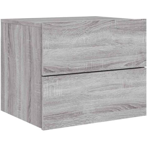 Mesita de noche de pared con luces LED gris Sonoma vidaXL