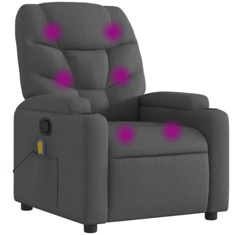 Sillón de masaje reclinable de tela gris oscuro vidaXL