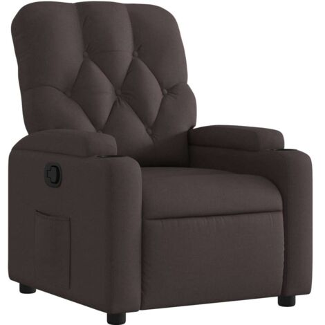 Sillón reclinable de tela marrón oscuro vidaXL