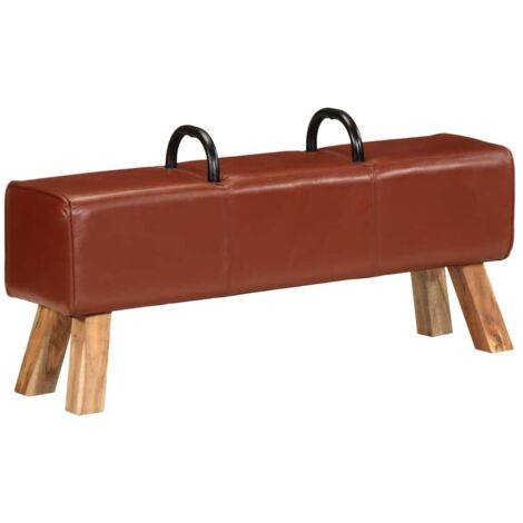 Banco potro de gimnasio cuero auténtico marrón 110 cm vidaXL (1/5)
