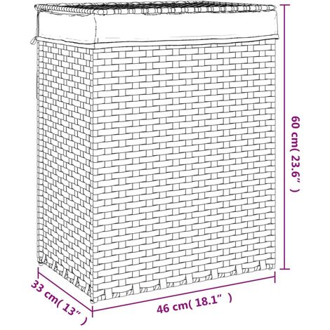 vidaXL Cesto para ropa sucia con ruedas ratán 66x35x60 cm