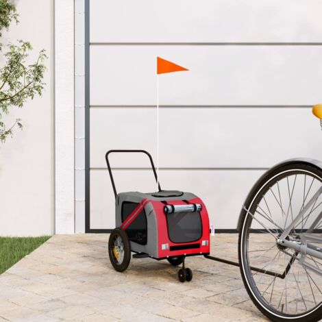 Remolque de bicicleta mascotas hierro tela Oxford rojo negro vidaXL
