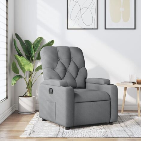 Sillón reclinable de tela gris claro vidaXL