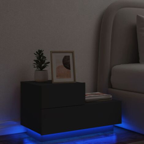 Mesita de noche con luces LED negro 70x36x40,5 cm vidaXL