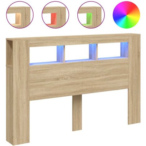 Cabecero LED madera ingeniería roble Sonoma 160x18,5x103,5 cm vidaXL