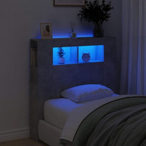 Cabecero LED madera ingeniería gris hormigón 100x18,5x103,5 cm vidaXL