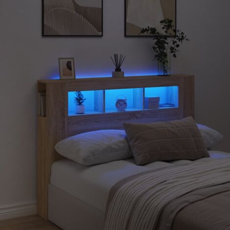 Cabecero LED madera ingeniería roble Sonoma 140x18,5x103,5 cm vidaXL