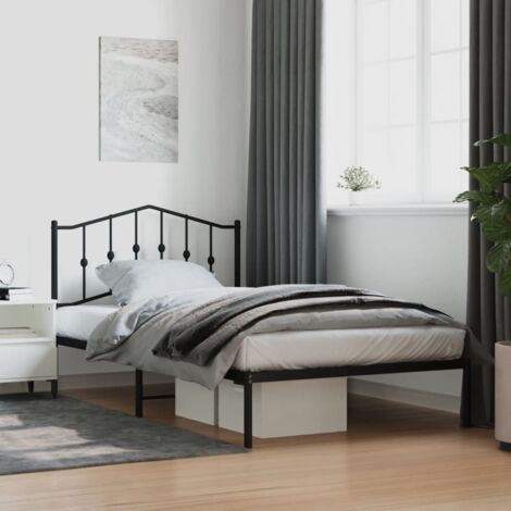 Estructura cama sin colchón con cabecero metal negro 107x203 cm vidaXL (1/5)