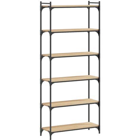 Librería 6 estantes madera ingeniería roble Sonoma 80x30x188 cm vidaXL (1/5)