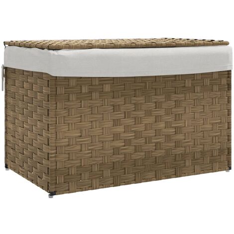 Cesto para la ropa sucia con tapa ratán sintético 55,5x35x34 cm vidaXL