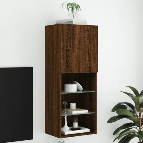 Mueble para TV con luces LED roble marrón 40,5x30x102 cm vidaXL
