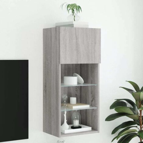 Mueble para TV con luces LED gris Sonoma 40,5x30x90 cm vidaXL