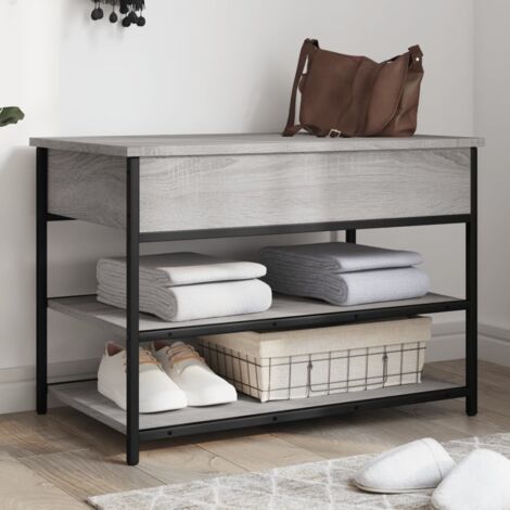 Banco zapatero madera de ingeniería gris Sonoma 70x42,5x50 cm vidaXL