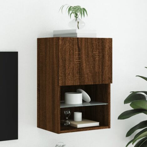 Mueble para TV con luces LED roble marrón 40,5x30x60 cm vidaXL (1/5)