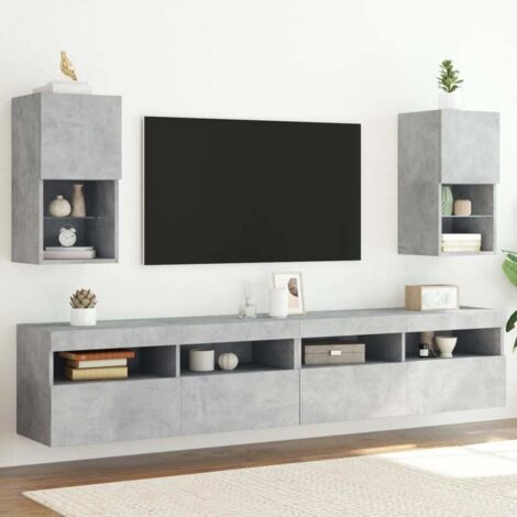 Muebles para TV con luces LED 2 uds gris hormigón 30,5x30x60 cm vidaXL