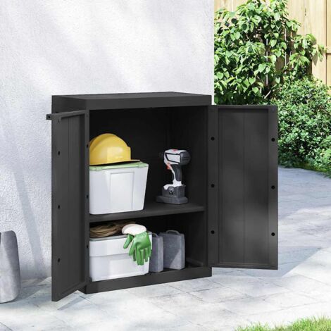 Armario de almacenaje exterior PP negro 65x37x85 cm vidaXL