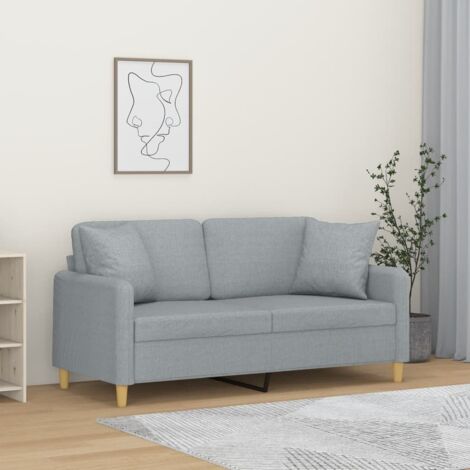 Sofá de 2 plazas con cojines tela gris claro 140 cm vidaXL