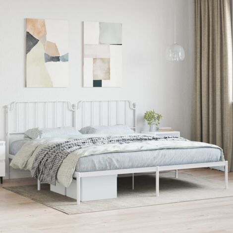 Estructura cama sin colchón con cabecero metal blanco 200x200cm vidaXL (1/5)