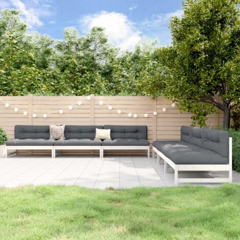 Juego de muebles de jardín 6 piezas madera maciza pino blanco vidaXL (1/5)