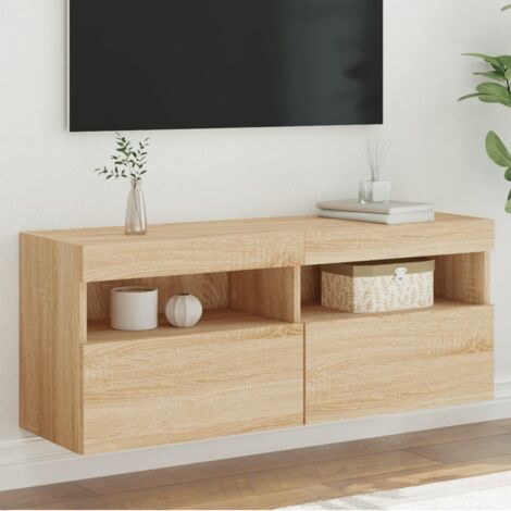 Mueble de TV de pared con luces LED roble Sonoma 100x30x40 cm vidaXL (1/5)