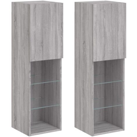 Muebles de TV con luces LED 2 uds gris Sonoma 30,5x30x102 cm vidaXL