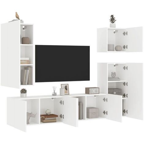 TEKEET Home Muebles Mueble de TV de pared Hormigón Gris 102x35x35 cm Tamaño  Madera de ingeniería