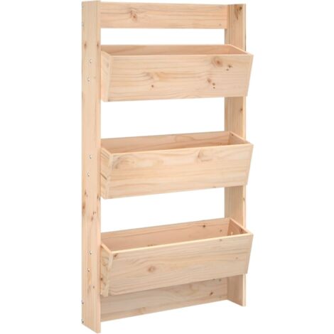 Jardinera de pared 3 niveles madera maciza pino 60x18,5x110 cm vidaXL (1/6)