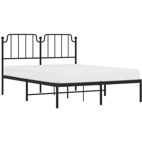 Estructura cama sin colchón con cabecero metal negro 135x190 cm vidaXL (1/5)