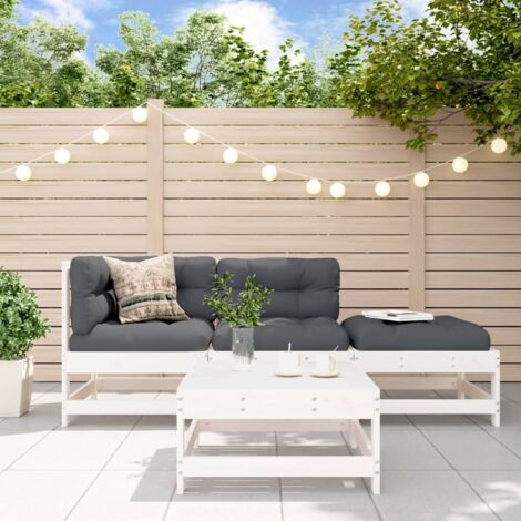 Juego de muebles de jardín 4 pzas madera maciza de pino blanco vidaXL (1/5)