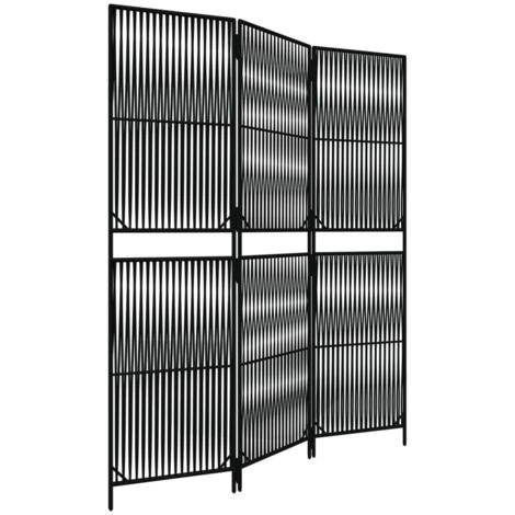 Biombo de 3 paneles ratán sintético negro vidaXL
