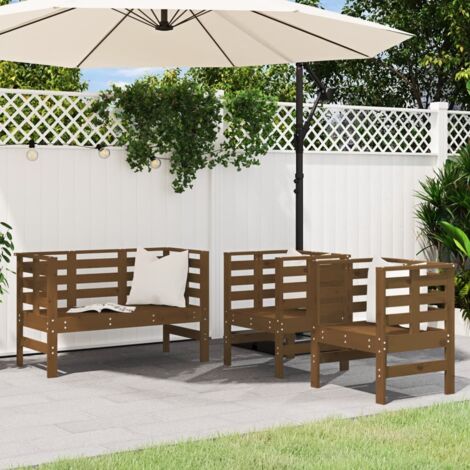 Juego de muebles jardín 3 pzas madera maciza pino marrón miel vidaXL (1/5)